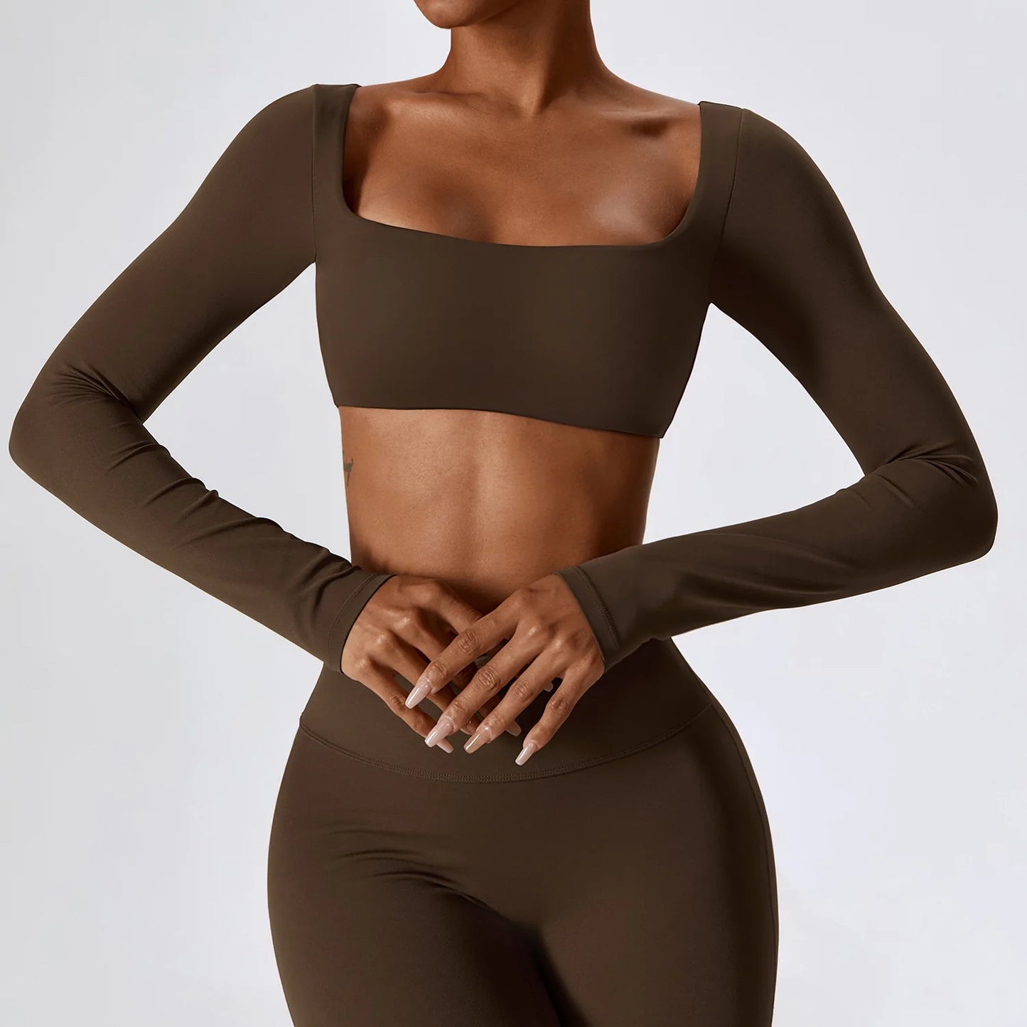 Women's Long Sleeve Crop Top – Quick-Dry Yoga & Gym Shirt