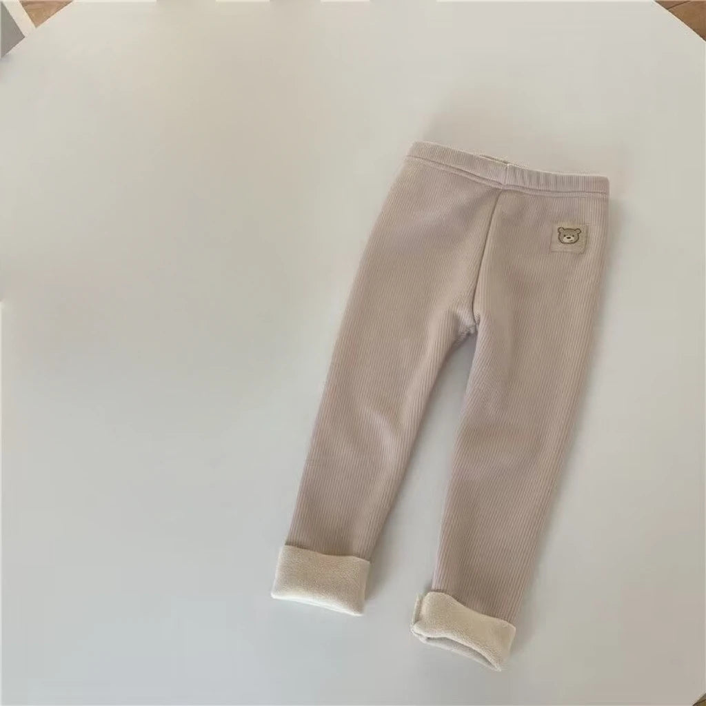 1pc Autumn Winter Girls Thermal Leggings Baby Plush Trousers