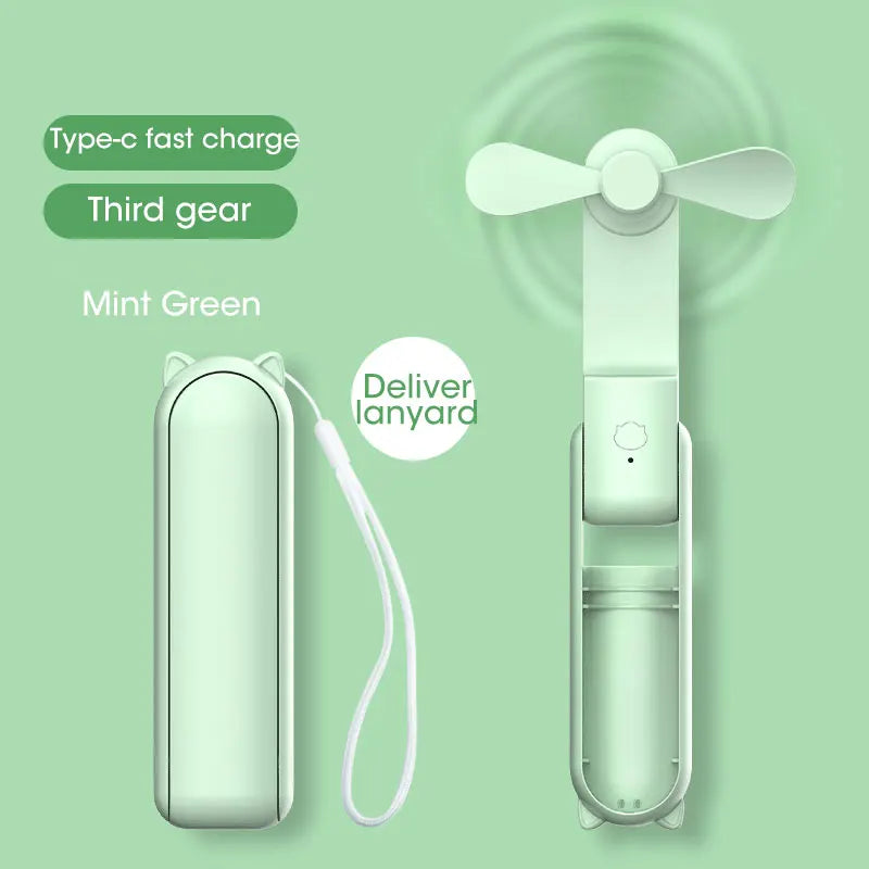 Mini Portable USB Fan – Foldable Handheld Desk Fan 2000mAh
