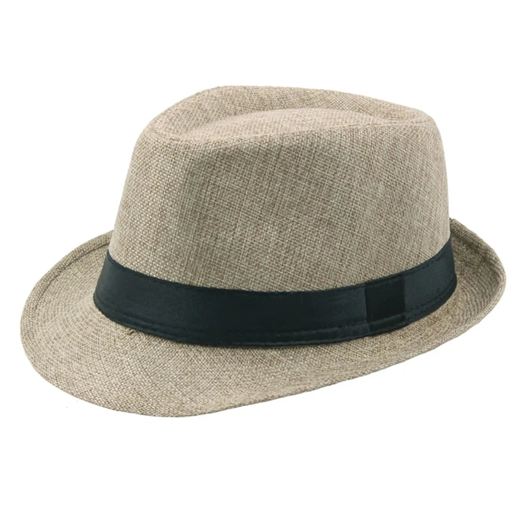 Unisex Summer Panama Hat – Wide Brim Straw Jazz Cap with Black Ribbon