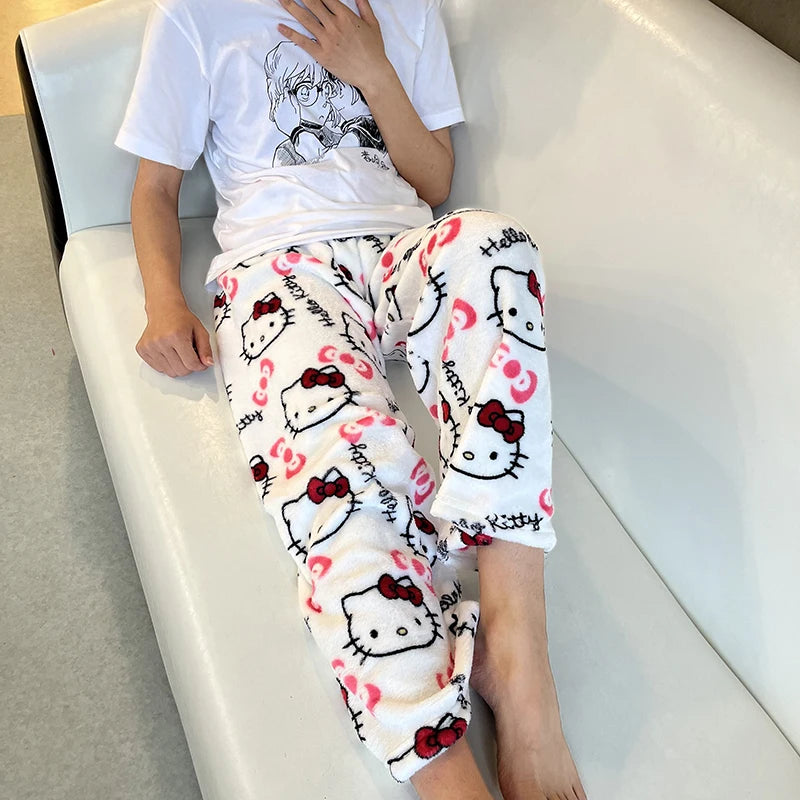Sanrio Hello Kitty Flannel Pajamas – Warm Autumn Home Pants