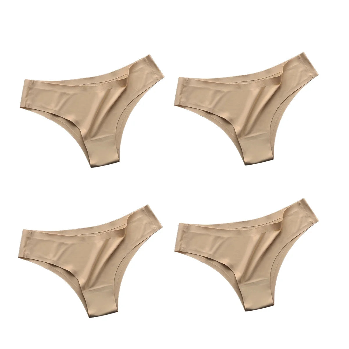 4PCS Seamless Ice Silk Panties – Women’s Low Waist