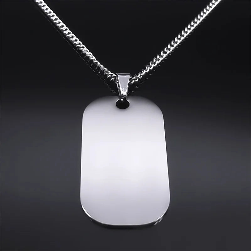 Jewish Hebrew Scripture Mezuzah Dog Tag Necklace – Stainless Steel Gift for Men