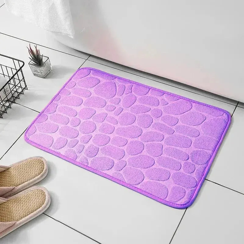 1pc Embossed Fiber Carpet — Anti-Slip Pebble Floor Mat for Bathroom & Living Room