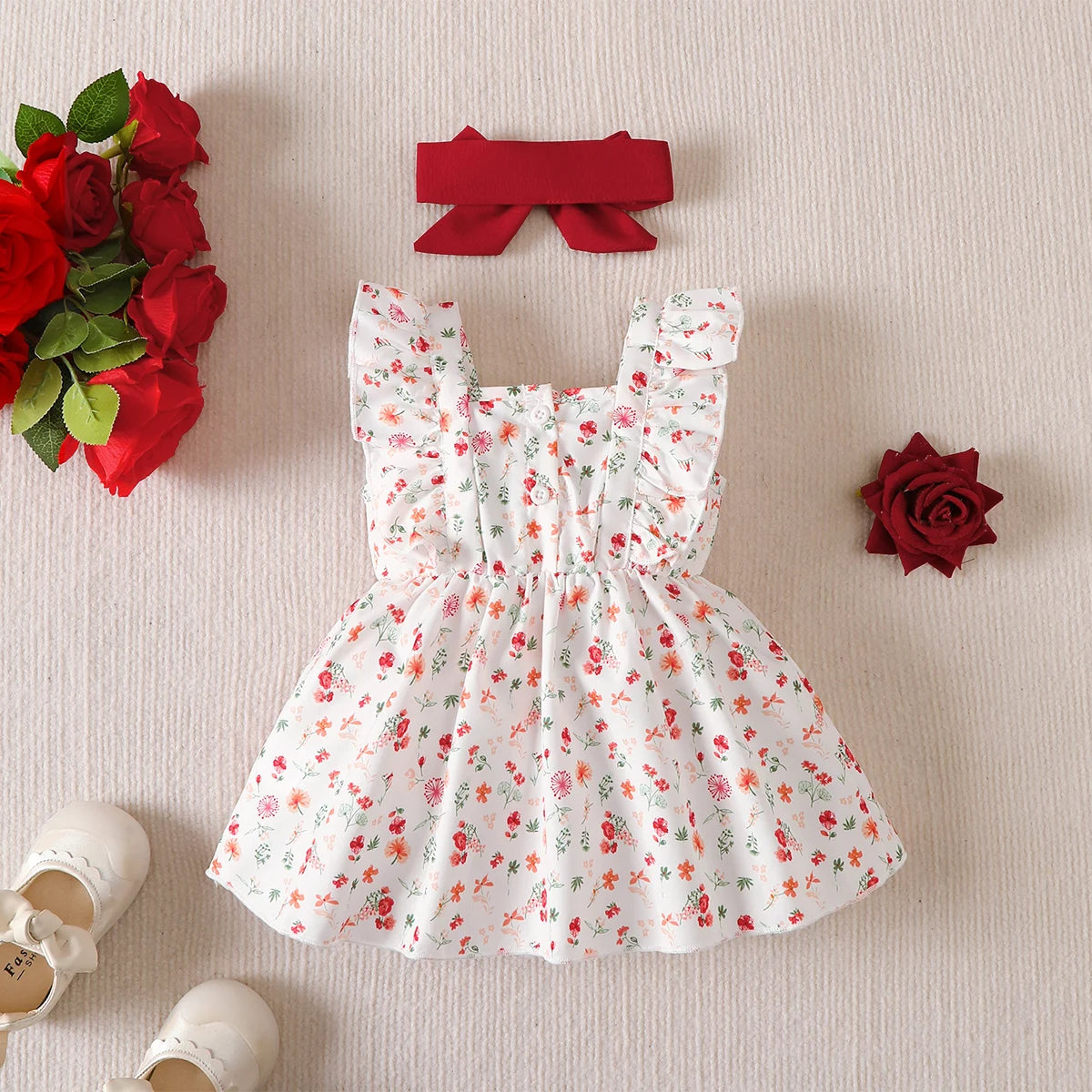 Baby Girl Floral Dress Set – Sleeveless Princess Outfit (3–24 Months)