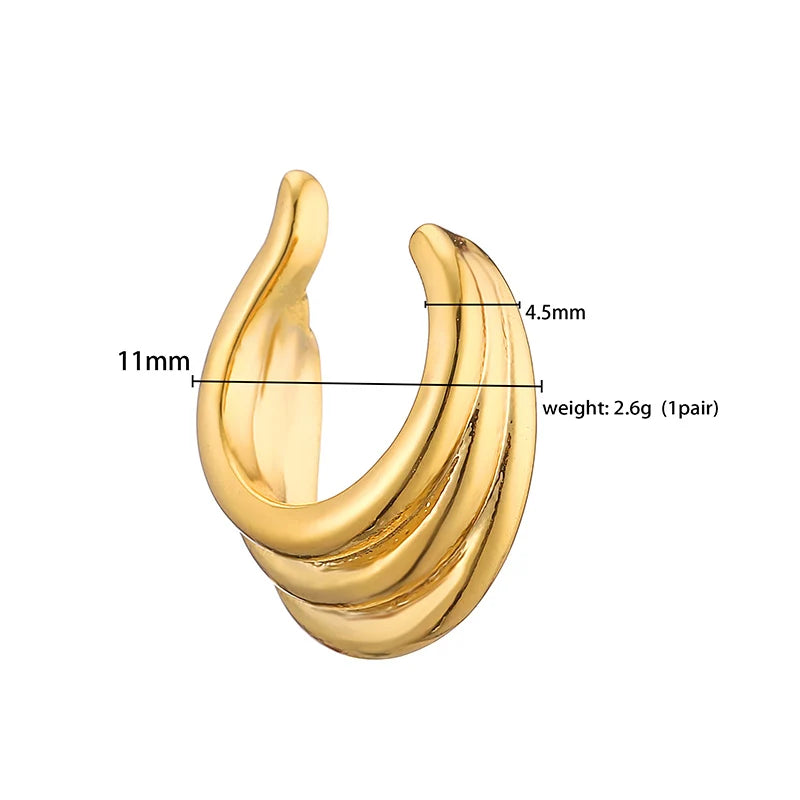 HECHENG Gold Round Clip-On Ear Cuff for Women – Non-Pierced Jewelry