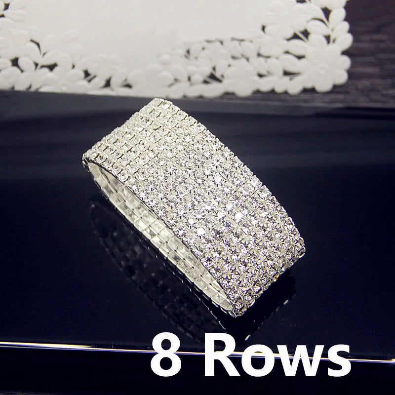 Luxury White AAA CZ Zircon Crystal Elastic Bracelet – Bling Iced Out Rhinestone Women’s Wedding Jewelry
