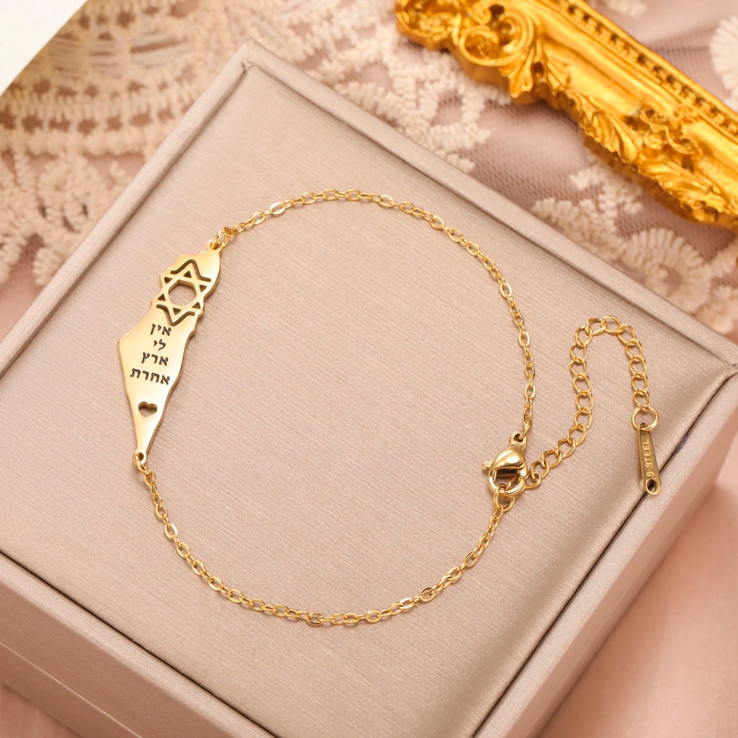HIPEE Jewish Star of David Map Bracelet – Stainless Steel Unisex Hebrew Israel Jewelry