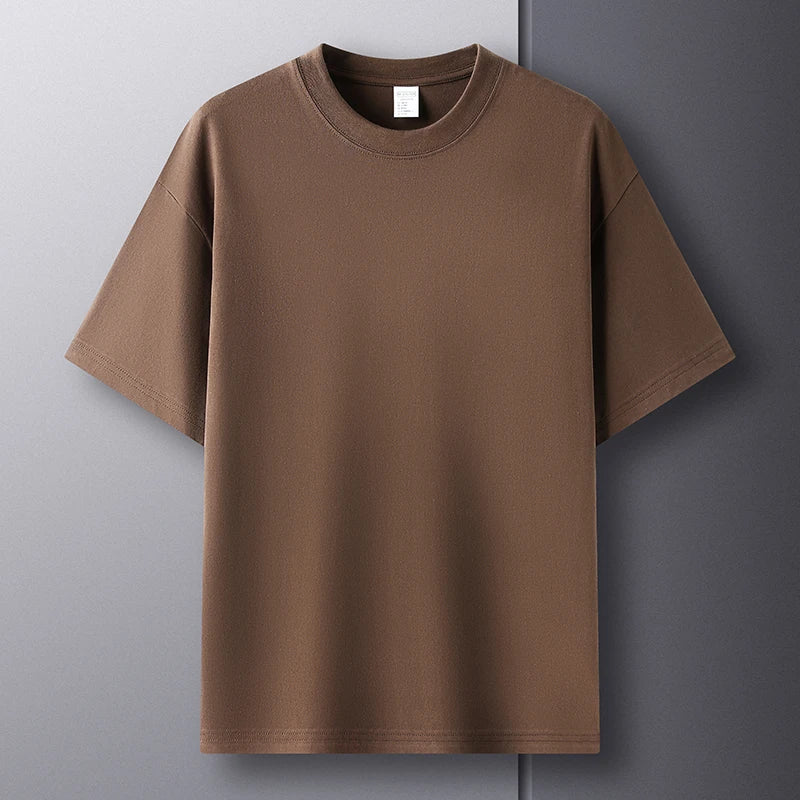 Men’s Summer Cotton T-Shirt – Casual, Loose Fit, Double Line Design
