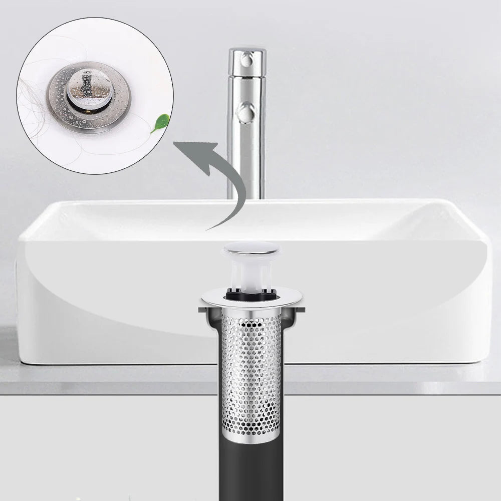 Stainless Steel Floor Drain Filter – Hair Catcher & Anti-Odor Pop-Up Sink Plug
