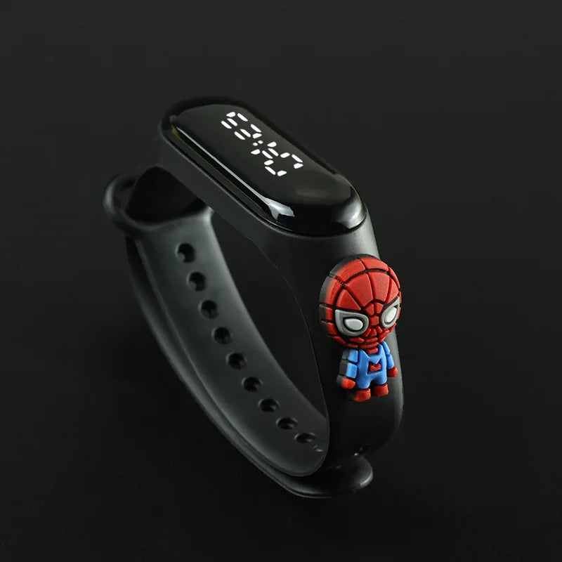 Kids' Fashion LED Watch – Mickey & Spiderman Design, Waterproof Sports Bracelet