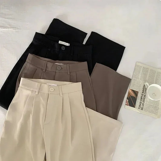 Women’s High Waist Straight Pants – Casual Office Trousers