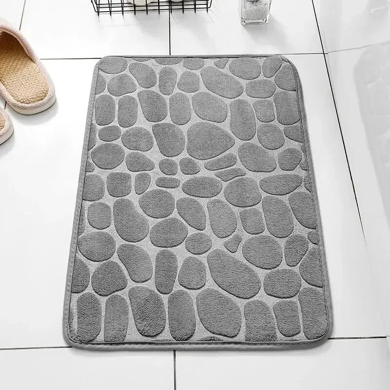 1pc Embossed Fiber Carpet — Anti-Slip Pebble Floor Mat for Bathroom & Living Room