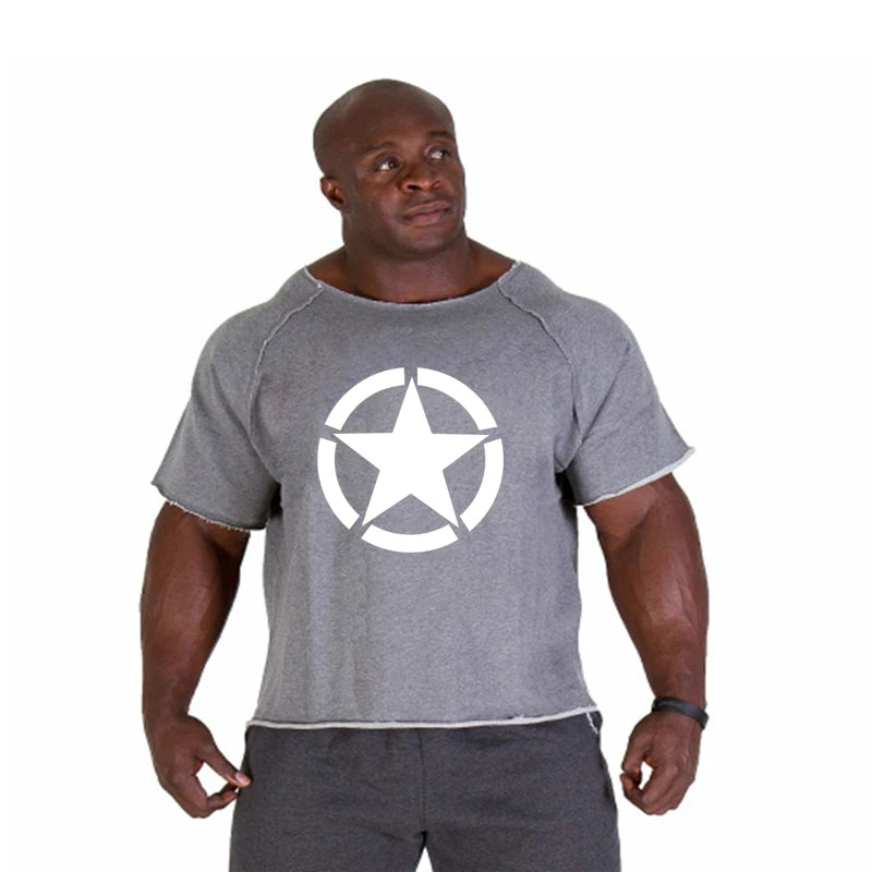 Men’s Gym & Fitness T-Shirt – Breathable, Oversized, Vintage Graphic Short Sleeve Cotton Top