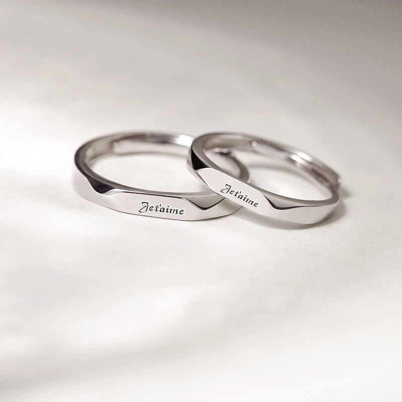 New Silver Sun & Moon Adjustable Couple Rings – Unisex Wedding Jewelry