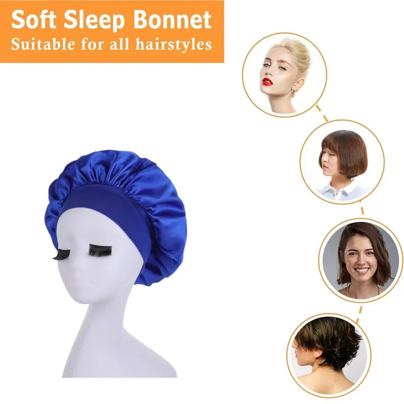 Satin Hair Bonnet – Adjustable Sleep Cap for Curly Hair