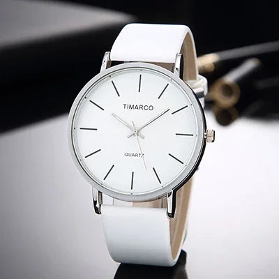 Women’s Simple Quartz Watch – Slim Leather Strap, Round Dial
