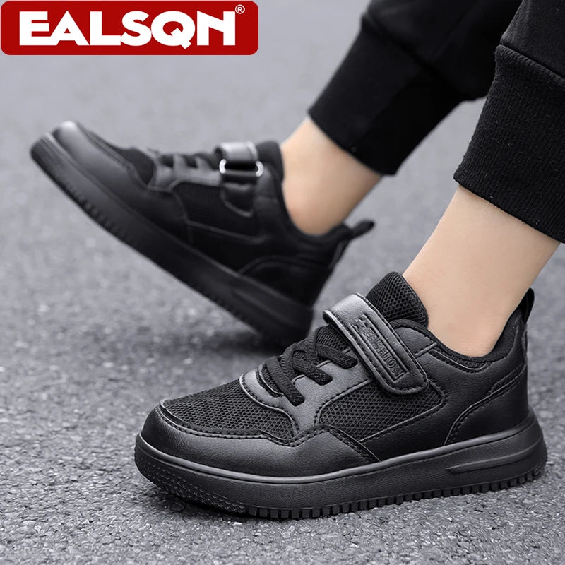 Kids’ Black Sports Shoes – Lightweight, Breathable, Non-Slip Walking Sneakers