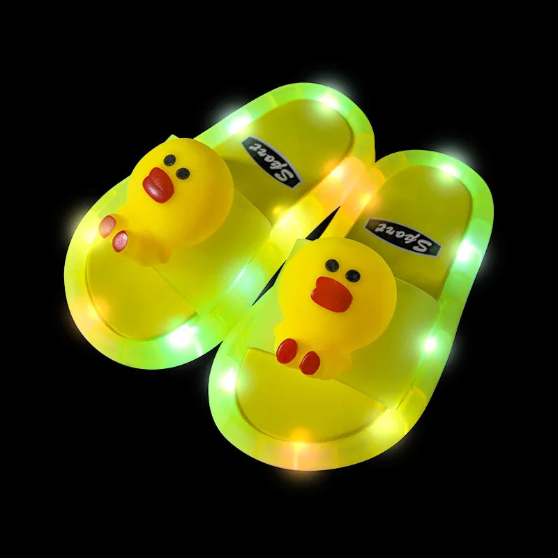 Kids' Cartoon Animal Light-Up Slippers – Cute Bathroom Shoes for Toddlers & Gifts