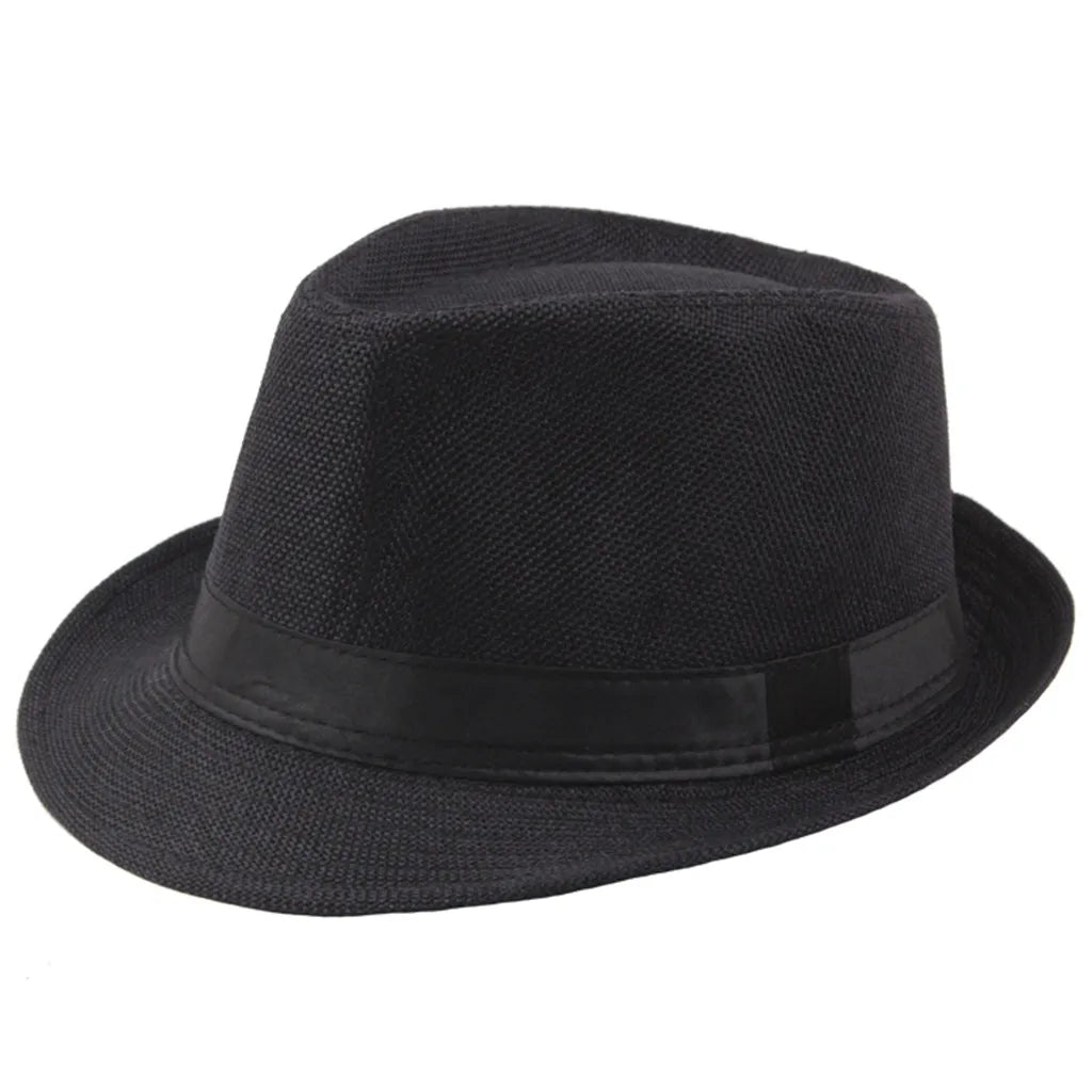 Unisex Summer Panama Hat – Wide Brim Straw Jazz Cap with Black Ribbon