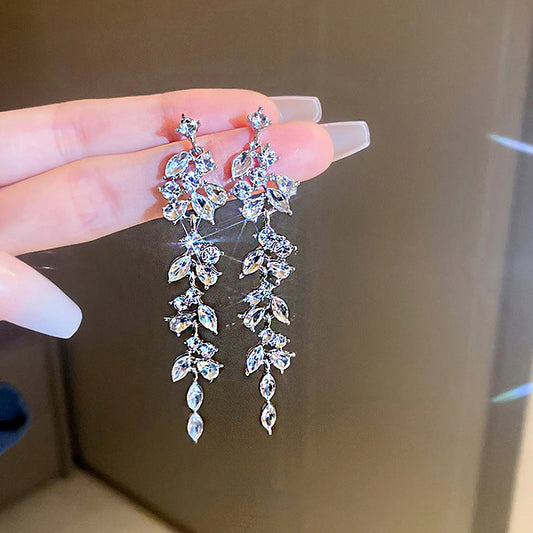 Shiny Crystal Zircon Drop Earrings for Women Geometric Tassel Vintage Pendant Fashion Jewelry