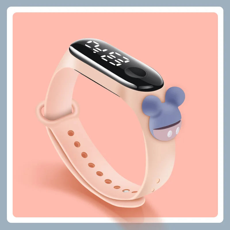 Kids' Fashion LED Watch – Mickey & Spiderman Design, Waterproof Sports Bracelet