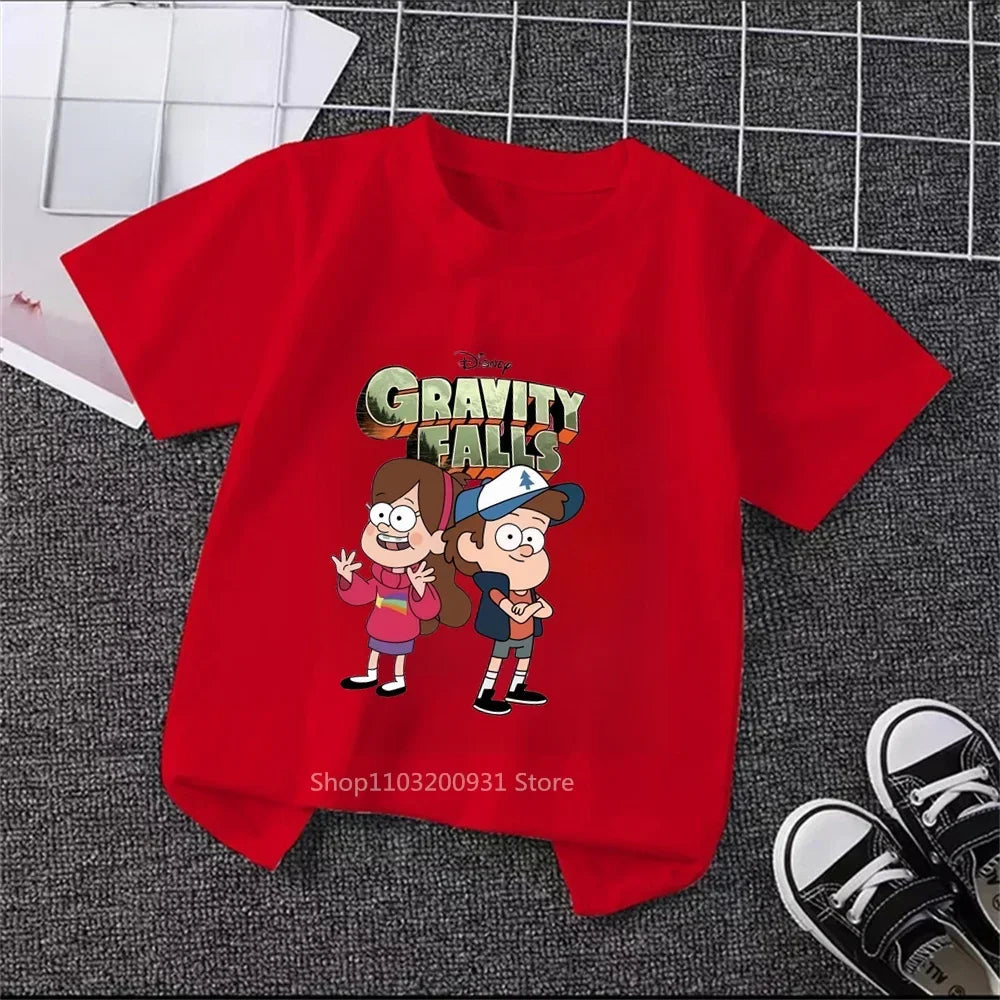 Newest Gravity Falls Kids' Tops - Adorable Cartoon Prints, Luxuriously Soft Material, Ideal for Children's Birthday Celebrations