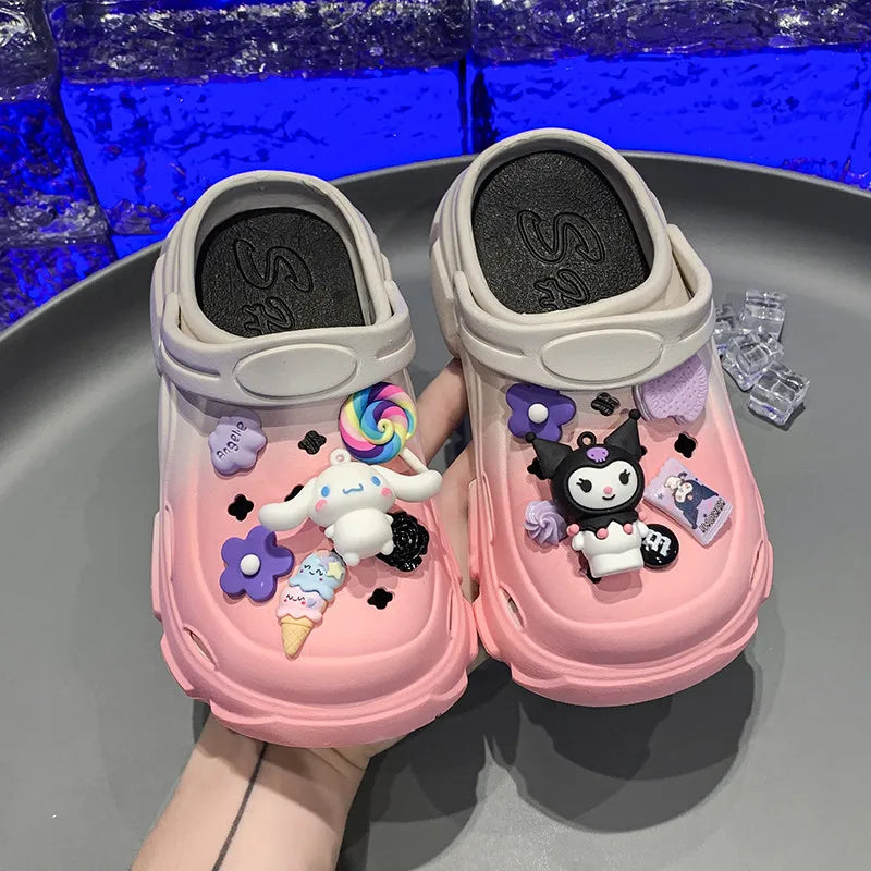 Kids Cartoon Sandals – Sanrio Cinamolol & Kurumi Soft Sole Beach Slippers for Girls