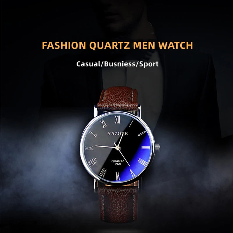 Men’s Quartz Watch Top Brand Fashion Casual Leather Strap Business Wristwatch Reloj Hombre Kol Saati