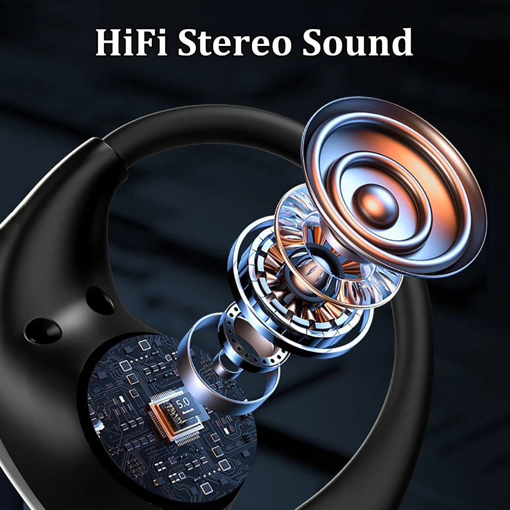 Bluetooth 5.4 TWS Ear Hook Earphones – HiFi, Waterproof, Touch Control