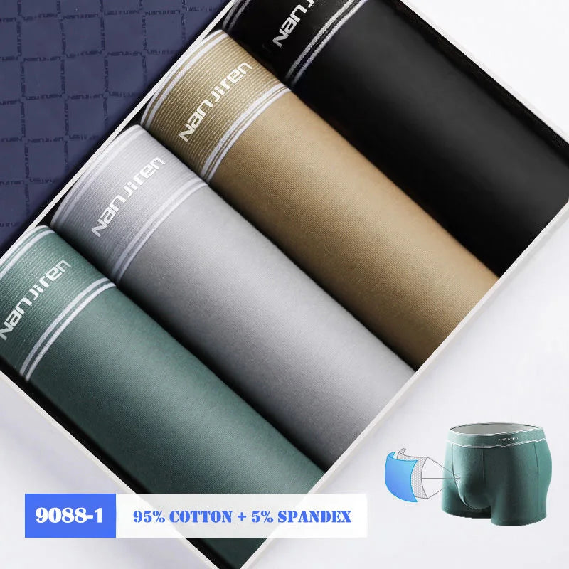 4-Pack Men's Cotton Boxer Briefs – Solid, U-Convex, Plus Size L-6XL