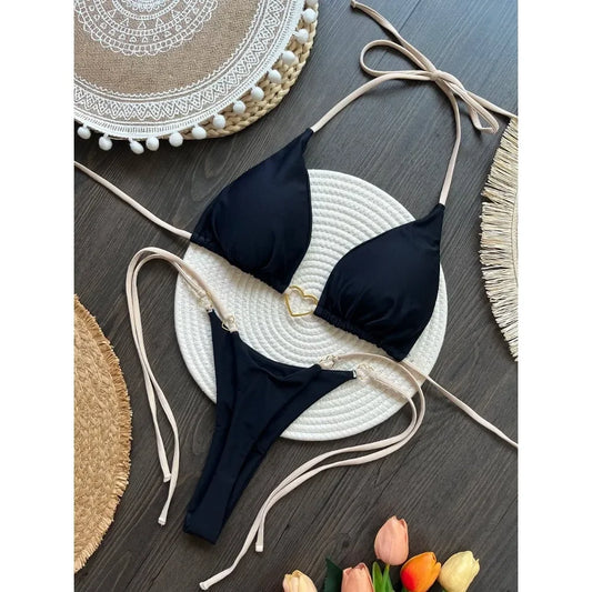 Women's Sexy Halter Triangle Bikini Set – Brazilian Two-Piece Swimwear