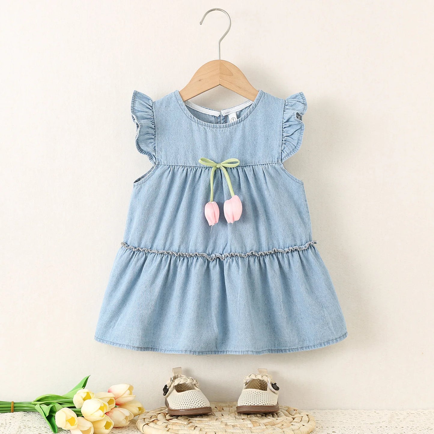 2025 Baby Girls Denim Tulip Dress (1–4Y)