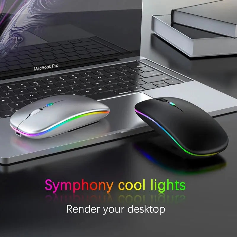 Wireless RGB Rechargeable Bluetooth Mouse — LED Backlit Ergonomic Gaming Mouse for Laptop & PC, 3600 DPI