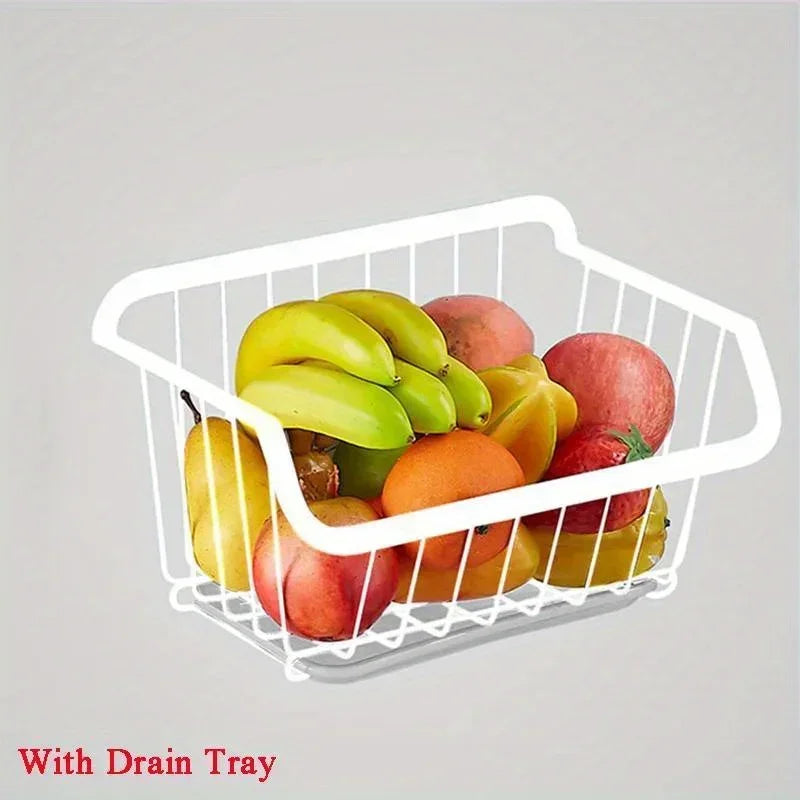 Stainless Steel Kitchen Storage Basket – Wall-Mounted Organizer for Fruits, Vegetables, Spices & Dishes
