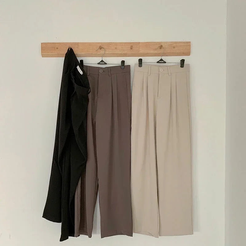 Women’s High Waist Straight Pants – Casual Office Trousers