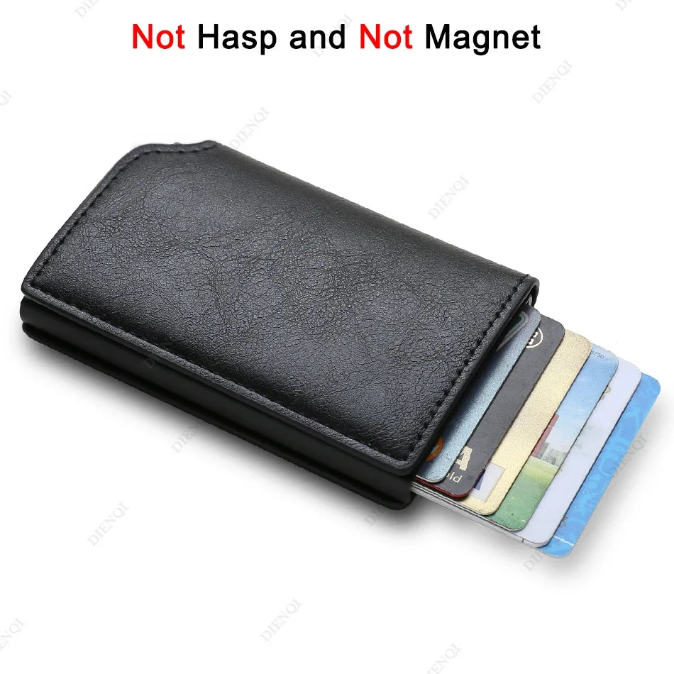 Men's RFID Wallet – Slim Carbon Fiber Anti-Theft Cardholder, Pop-Up Design, Black.