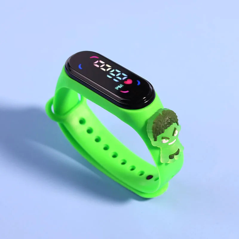 Kids' Fashion LED Watch – Mickey & Spiderman Design, Waterproof Sports Bracelet