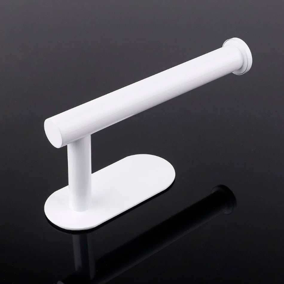 Adhesive Wall-Mounted Paper Holder – White, Black, or Gold Stainless Steel Toilet Tissue Rack
