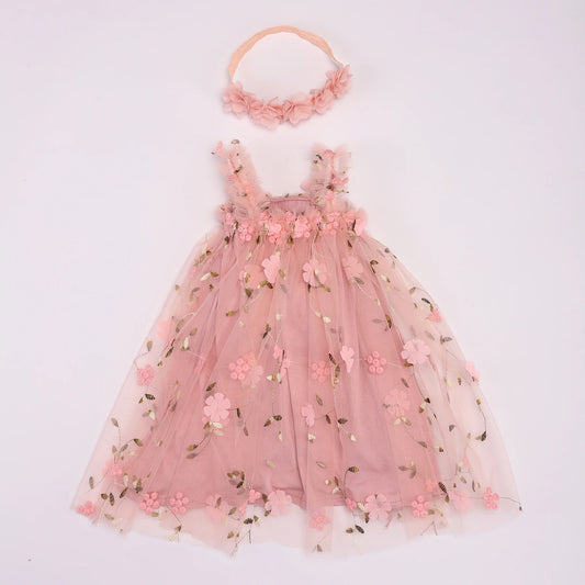Toddler Girls Floral Tutu Dress with Headband