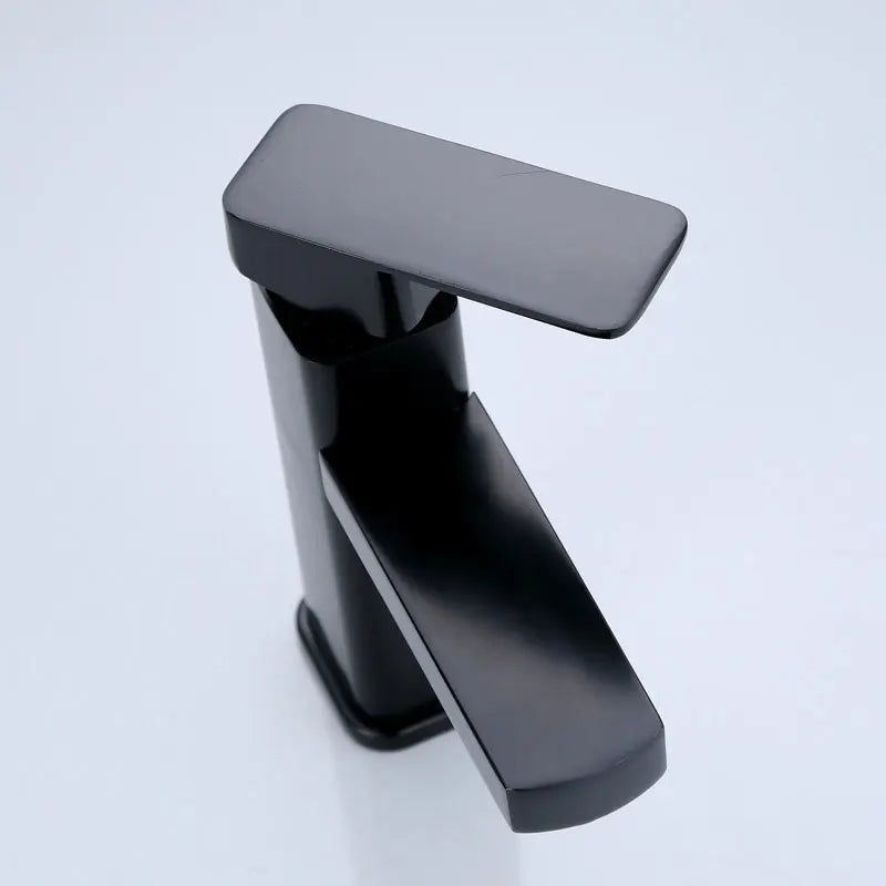Black/Chrome Deck-Mounted Mixer Faucet – Hot & Cold for Sink