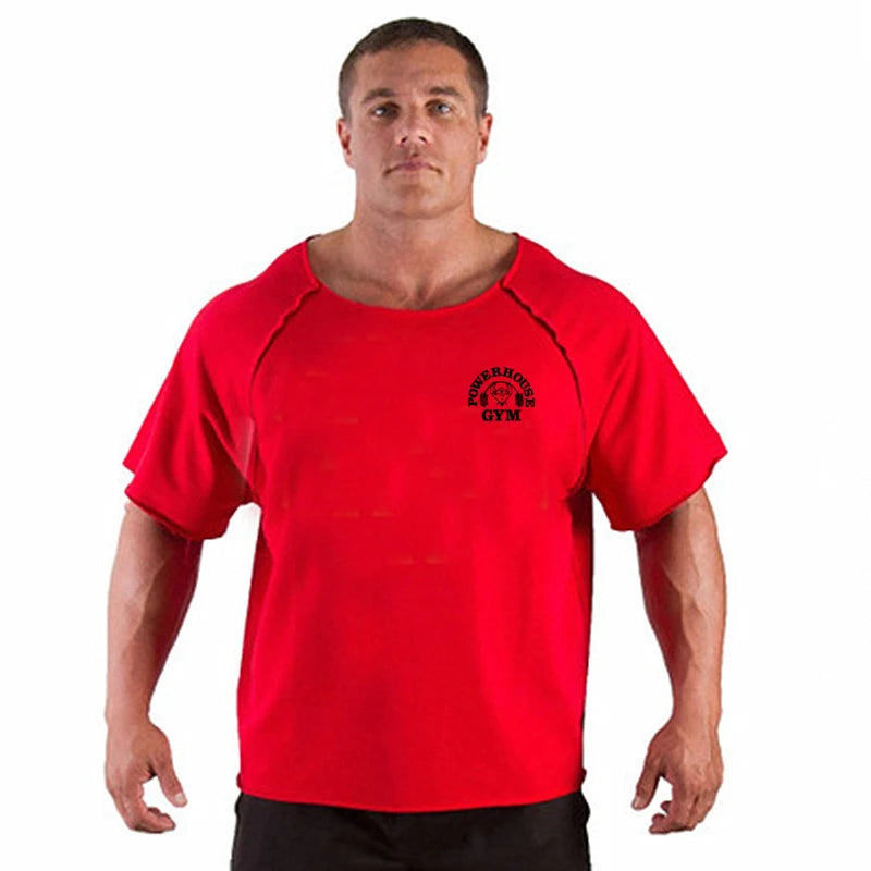 Men’s Gym & Fitness T-Shirt – Breathable, Oversized, Vintage Graphic Short Sleeve Cotton Top