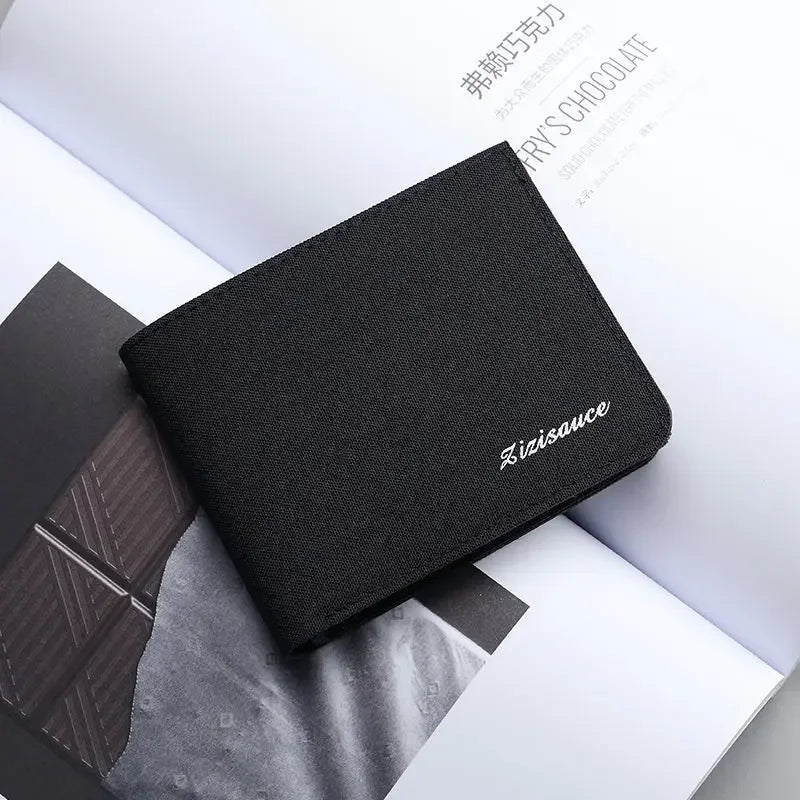 Men's Canvas Card Holder Wallet – Black/Blue/Gray, Compact & Stylish