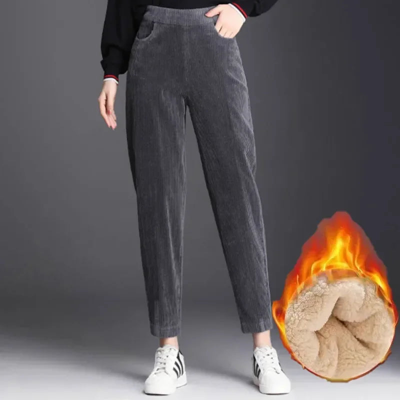 Women’s Plush Corduroy Casual Pants for Winter