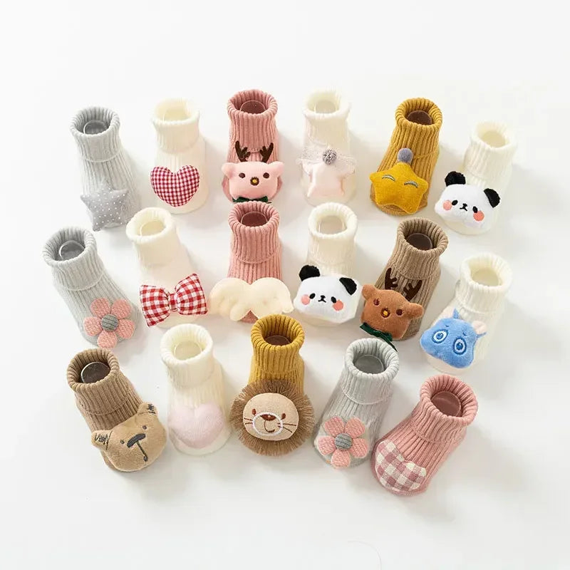 Newborn Baby Non-Slip Winter Socks – 3D Cartoon Toddler Socks (0-1y)