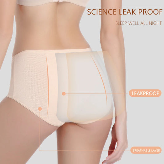 Women’s High-Waist Menstrual Panties – Cotton Leak-Proof Lingerie, Plus Size