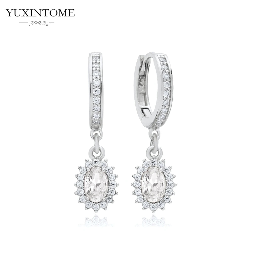 925 Sterling Silver White Zircon Tassel Hoop Earrings — Women’s Luxury Korean Fashion Jewelry 2025