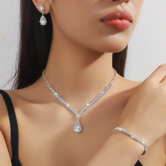 Women’s Luxury Bridal Jewelry Set – Necklace, Bracelet & Earrings
