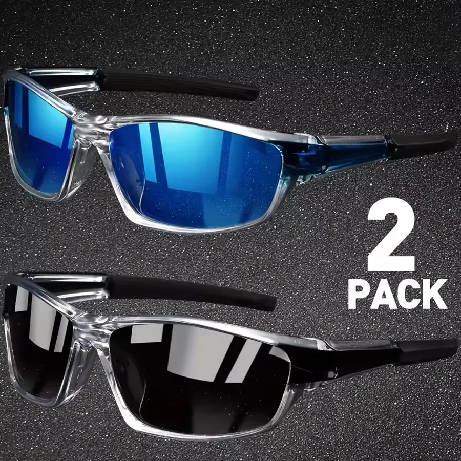 2 Pairs Men’s Sports Sunglasses for Cycling & Driving