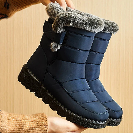 Women's Winter Ankle Snow Boots 2024 – Waterproof, Low Heel, Fur-Lined